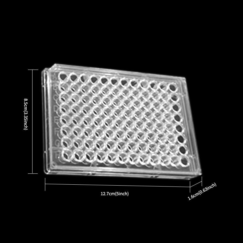 96-well bacterial culture plate, made of PS plastic, suitable for tissue culture processing, sterile, transparent