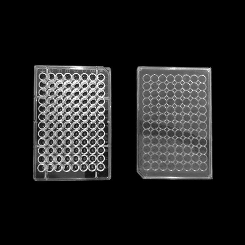 96-well bacterial culture plate, made of PS plastic, suitable for tissue culture processing, sterile, transparent