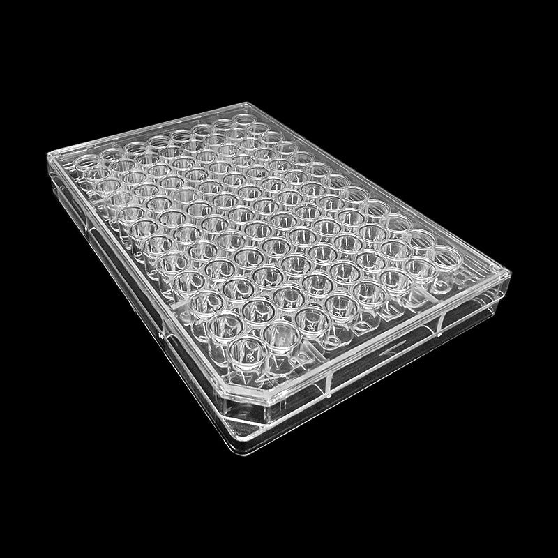 96-well bacterial culture plate, made of PS plastic, suitable for tissue culture processing, sterile, transparent